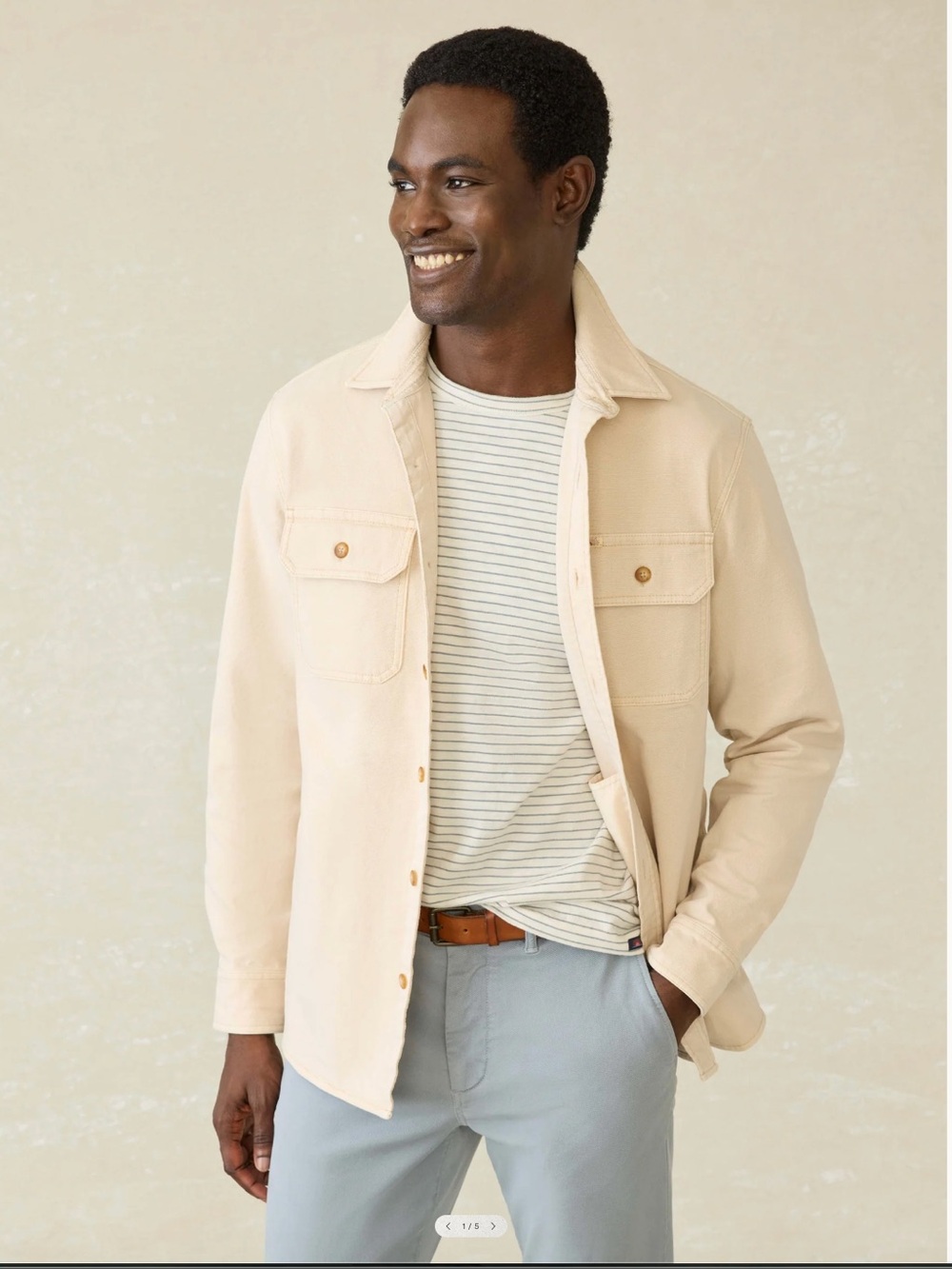 NWOT Faherty Sunwashed Canvas CPO Shirt Jacket Sea Salt Size S